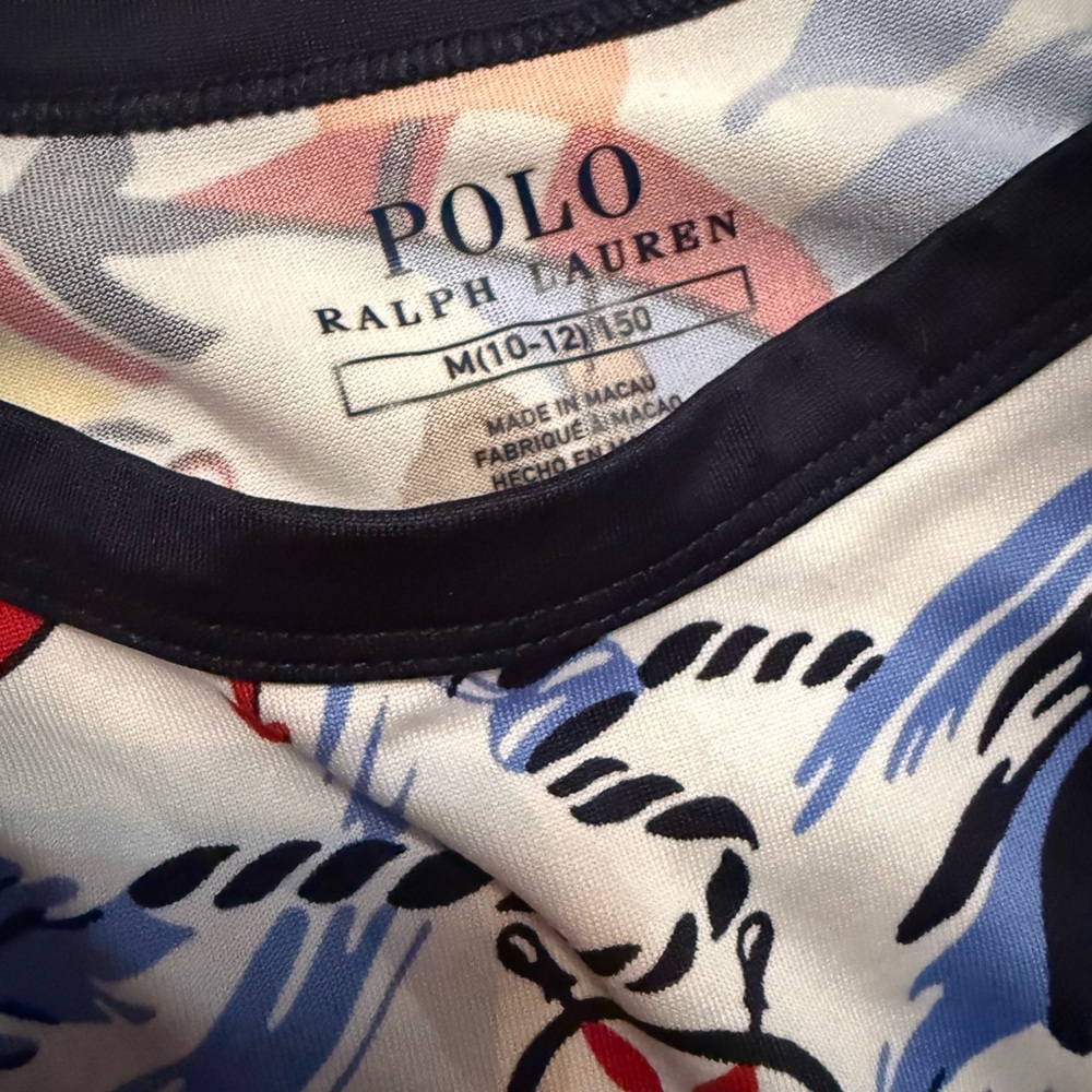 Polo Ralph Lauren teddy bear swim shirt rash guard short sleeve boys M 10-12.